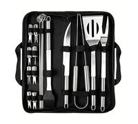 Utensilios para Barbacoa con Bolsa de Transporte Herramientas Parrilla Barbacoa con Espátula,Tenedor de Acero Inoxidable Accesorios de Parrilla Portátil cocina al aire libre y camping