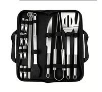 Utensilios para Barbacoa con Bolsa de Transporte Herramientas Parrilla Barbacoa con Espátula,Tenedor de Acero Inoxidable Accesorios de Parrilla Portátil cocina al aire libre y camping