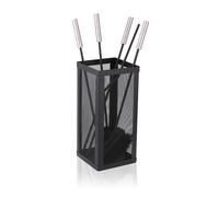 Relaxdays Juego de Accesorios para Chimenea, 5 Piezas, atizador, Pala, escobilla, tenazas y Soporte, Negro/Plateado