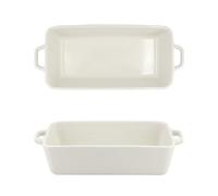 Utensilios para hornear Bandeja for hornear de cerámica doble asa for el hogar, rectangular, for tostar, plato hondo, for horno microondas Bandejas De Horno