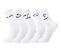 Utensilsto 5 pares de calcetines para mujer y hombre, 39-42, calcetines deportivos, calcetines de algodón, calcetines de tenis, antideslizantes, con texto «Hip Hop», color blanco, divertidos