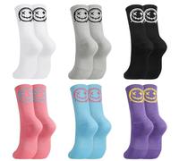 Utensilsto 6 pares de calcetines de tenis para mujer 39-42, calcetines deportivos para mujer y hombre, 39-42, calcetines deportivos divertidos de algodón con Smilie Grimasse, calcetines de algodón de