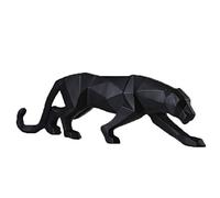 Uterstyle Figura de animal geométrico de resina de leopardo, estatua de animales salvajes, decoración del hogar, adornos de gato grande, estatua de leopardo, león jaguar (negro)
