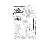 Uterui Sello Transparente de Silicona con diseño de Bruja de Halloween para Tarjetas, Manualidades, álbumes de Recortes, Diarios fotográficos y decoración de álbumes (#E)