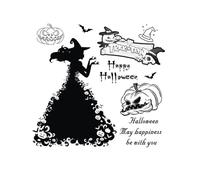 Uterui Sello Transparente de Silicona con diseño de Bruja de Halloween para Tarjetas, Manualidades, álbumes de Recortes, Diarios fotográficos y decoración de álbumes (#J)