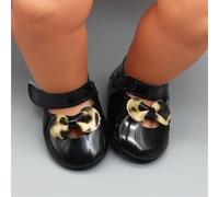 Uterui Zapatos de Cuero con Lazo para muñecas Americanas de 46 cm/18 Pulgadas (Negro)