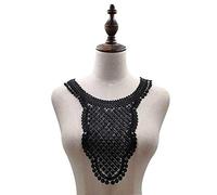 Uteruik Cuello Bordado de Encaje Apliques Cuello Coser en Parche Floral Adorno para Boda Vestido de Novia Collar decoración (#B)