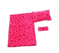 Uteruik Saco de Dormir para muñeca con Antifaz y Almohada, Juego de Cama para muñeca Americana de 18 Pulgadas, 3 Piezas/Juego (Rojo Rosado)