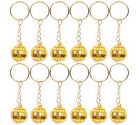 UTHCLO 12 Llaveros de Bola de Discoteca Retro Dorados Espejos, Decoración para Fiestas Temáticas Años 70 y Accesorios Elegantes para Coche