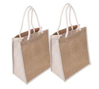 UTHCLO 2 piezas Bolsa Tote Bag de Yute Reutilizable con Asa Regalo Ecológicas Ligera y Duradera para Compras Fiesta y Uso Diario