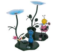 UTHCLO 2 Piezas Comedero Metálico para Aves con Colores Vivos y Diseño Artístico Resistente Exteriores Decoración Jardín y Césped para Codornices y Alimentación Patios y Balcones