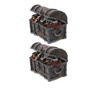 UTHCLO 2 Piezas Decoración Acuario Resina Cofre Tesoro Pequeño Oculto Peces y Camarones Seguro Material Compacto para Paisaje Submarino