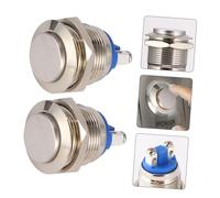 UTHCLO 2 piezas Interruptor Botón Metálico de Acero Inoxidable Resistente al Agua Pulsador Momentáneo de Alta Cabeza para Control de Circuitos y Timbre Exterior