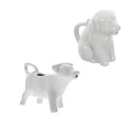 UTHCLO 2 piezas Jarra de Leche de Cerámica Forma de Animales de Perro y Vaca con Asa para Salsas y Leche Decorativa y Práctica