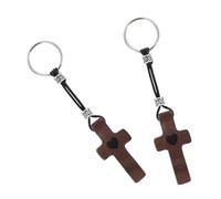 UTHCLO 2 Piezas Llavero de Madera de Nogal con Forma de Cruz y Corazón, Compacto y Decorativo, Adecuado para Obsequio Navideño para Animar a Personas de Fe
