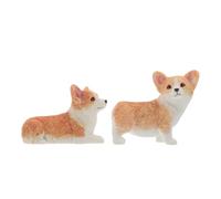 UTHCLO 2 Piezas Mini Corgi Figurines Resin Animal Sculpture Car Dashboard Ornament Desktop Shelf Decoration Cute Puppy Miniature Dog Statue