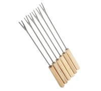 UTHCLO 2 piezas Tenedores para Fondue Inoxidable con Mango Roble Juego para Queso y Bbq Accesorios Reutilizables para Cocina y Camping