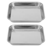 UTHCLO 2 Platos Cuadrados de Acero Inoxidable Engrosado, Bandejas Pequeñas para Aperitivos, Galletas, Carnes y Ensaladas, Resistentes y Multifuncionales para Cocina y Servicio