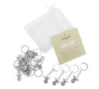 UTHCLO 20 Llaveros con Alas de Ángel, 20 Etiquetas para Tarjetas de Agradecimiento, 20 Bolsas de Organza Plateadas para Recuerdos Funerarios, Accesorios Conmemorativos para