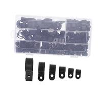 UTHCLO 200 piezas Clips de Cable R Tipo de Nylon Negro Abrazaderas para Gestión de Cables Eléctricos Kit para Oficina Hogar y Taller