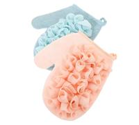 UTHCLO 2piezas Flor De Baño De Doble Cara Guante Exfoliante Esponja De Lufa Para Exfoliación Corporal Para Baño y Limpieza De Paquete
