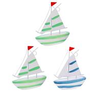 UTHCLO 3 Piezas de Barco de Natural Decoración Náutica Mediterránea para Escritorio Oficina Hogar Tonos Verde y Azul