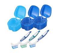 UTHCLO 3juegos Kit Cuidado De Dentaduras Postizas Cepillos Sistema De Almacenamiento y Limpieza Para Dentaduras Postizas Estuche Portátil Prueba De Fugas Para Remojar y Transportar