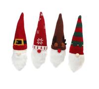 UTHCLO 4 Piezas para Botellas de Vino de Navidad con Diseño de Muñecos Tejidos Decoración Festiva para Fiestas Navideñas de Fundas para Botellas de Vino Roja