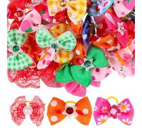 UTHCLO 50 Lazos Pelo de Mascotas con Bandas Elásticas, Colores Surtidos, Accesorios para Perros y Gatos Pequeños, Ideales para Fiestas, Fotos y Cuidado Diario Color Color Aleatorio