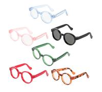 UTHCLO 6 Gafas para Muñecas Miniatura de Tela Accesorios para Disfraces de Muñecas en 6 Colores Leopardo Rosa Azul Rojo Verde Negro Decoraciones para Manualidades y Cosplay