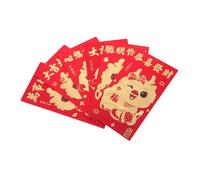 UTHCLO 6 Piezas Sobres Rojos Año del Dragón Unidades Papel Duro con Diseño Dragón Dorado para Dinero Suerte y Regalos Festival Chino