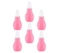 UTHCLO 6 Succionadores Nasales para Bebés Aspirador Manual Cabezal de Silicona Tamaño Pequeño Color Rosa Herramienta Ergonómica para Limpieza y Cuidado Diario del Recién Nacido