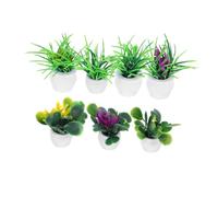 UTHCLO 7 Piezas Mini Macetas Plantas Artificiales para Casa Muñecas Bonsái Miniatura Adornos Realistas para Paisajes Miniatura para DIY