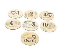 UTHCLO 7 piezas Tarjetas de Madera para Bebés de Discos de Mensuales Accesorios Fotográficos para Recién Nacidos para Momentos de Crecimiento y Bautizos