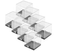UTHCLO 8 piezas Caja Expositora Transparente Cuadrada para Minerales Unidades Resistente Golpes y Arañazos con Base Negra para Almacenamiento y Exhibición de Muestras Escritorio