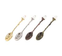 UTHCLO 8 piezas Cucharas de Aleación Mango Tallado Vintage Cucharillas para Café y Té Cucharas Largas para y Servir Postres Diseño Decorativo y Superficie Pulida para Uso Múltiple