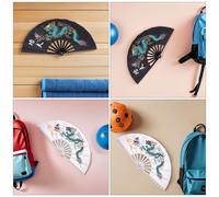 UTHCLO Abanico Plegable de Plástico para Kung Fu y Tai Chi Diseño Dragón Negro y Blanco Set de 2 Unidades Abanicos de Artes Marciales Chinos para Baile Festivales y Bodas