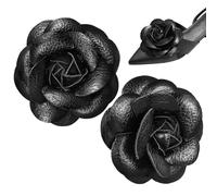 UTHCLO Adornos para Zapatos Mujer Clip para Zapatos de Flores, 2 Piezas en Tela de Satén Negra, Elegancia Versátil y Comodidad Excepcional para Botas y Tacones Altos