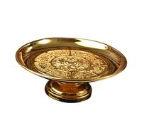 UTHCLO Bandeja de Frutas de Sacrificio Budista Dorada de Aleación para Ofrendas en Templo, Diseño Retro y Ahorro de Espacio Adecuado para Decoración Religiosa