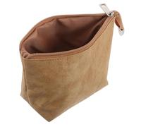 UTHCLO Bolsa para Maquillaje Vintage de Papel, Neceser Portátil Cremallera y Asa, Organizador Multifuncional para Viaje y Playa, Color Natural, Tamaño Pequeño