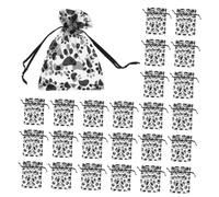 UTHCLO Bolsas De Obsequio De Organza Cordón Ajustable 50 Piezas, Estampado Huellas De Pata, Tamaño Pequeño, Material Organza De Alta Densidad, Cierre Práctico, Para Joyería y Recuerdos De Fiesta