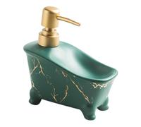 UTHCLO Botella Dispensadora De Cerámica Forma De Bañera Marmoleada Verde, Dos Funciones para Gel De Ducha y Champú, Tamaño Grande, Surtido para Baño y Viaje