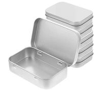 UTHCLO Caja de Hojalata Rectangular con Tapa para Almacenamiento de 6 Piezas, Metálica Plateada, Ligera y Compacta, Adecuado para Dulces, Bodas y Organización en Hogar