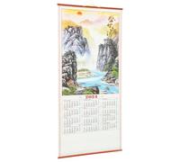 UTHCLO Calendario de Pared Mensual 2024 Grande de Pergamino Chino, Calendario Anual de Pared para Colgar Diseño Tradicional del Año del Dragón, Decoración de Paisaje y Zodíaco Auspicioso
