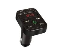 UTHCLO Cargador USB Doble para Coche con Conexión Inalámbrica 3.0 y Transmisor FM, Pantalla de Voltaje, Entrada DC 12-24v, Salida 5v/2.1a 1a, Color Negro y Plástico Resistente