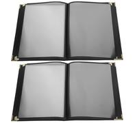 UTHCLO Carpeta de Menú de Piel Sintética Negra con 3 Páginas Transparentes Porta Menús de Restaurante Resistente de Pu y Pvc para Bares y Cafeterías Cubierta Multiusos para Carta