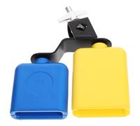 UTHCLO Cencerro Doble para Percusión, Campana Metálica Montaje Único, Tamaño Pequeño Azul y Grande Amarillo, Accesorio para Batería y Banda Musical, Instrumento Práctico y Profesional