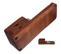 UTHCLO Cenicero de Madera Maciza Grande con Cajón y Soporte para Cigarros, Bandeja para Vaso de Whisky, Accesorio Portátil para Oficina y Uso Exterior, Caja Organizadora