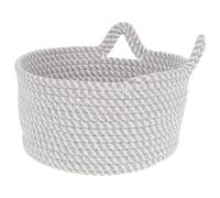 UTHCLO Cesta Tejida de Algodón para Organizador de Escritorio Cesta Decorativa para Llaves Snacks y Juguetes con Diseño Minimalista Modelo Blanco Gris Mediano