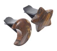 UTHCLO Clips de Ventilación de Coche Cristales Naturales de Ojo de Tigre, Decoración Luna y Estrella, 2 Piezas, para Accesorios Interiores de Automóvil, Uso en Verano, Ambientador